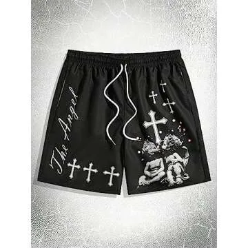 SHENHE Men's Casual Graphic Print Shorts for Stylish Comfort