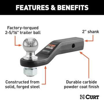 Curt 45331 Trailer Hitch Mount for 2-Inch Receivers