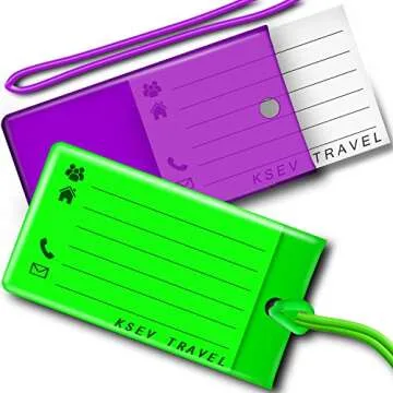 Vibrant KSEV Luggage Tags 8 Pack for Easy Identification