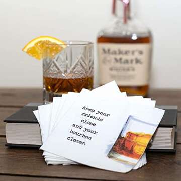 30 Pk, "Keep Your Bourbon Close" 3-Ply Paper Party Cocktail Napkins for Bourbon Whiskey Drinkers or Clubs