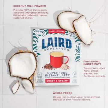 Laird Superfood Instant Latte Sweet & Creamy Coffee