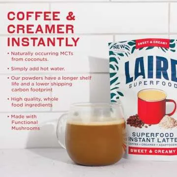 Laird Superfood Instant Latte Sweet & Creamy Coffee