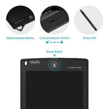 Mafiti LCD Writing Tablet 8.5 Inch Electronic Writing Drawing Pad Portable Doodle Board Gifts for Kids Office Memo Home Whiteboard Black