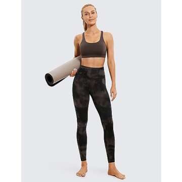 CRZ YOGA Butterluxe High Waisted Lounge Leggings 28'' - Workout Yoga Pants for Women Buttery Soft Taupe Tie Dye Flowers Small