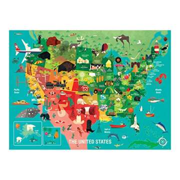 Mudpuppy 1000 Piece United States Jigsaw Puzzle for Adults and Families, USA Family Puzzle with Vibr...