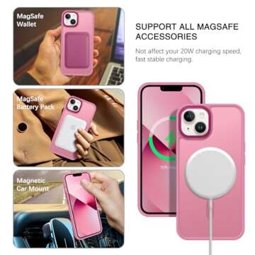 BENTOBEN Magnetic iPhone 13 Case & iPhone 14 Case - Translucent Matte Cover, Shockproof Design for S...