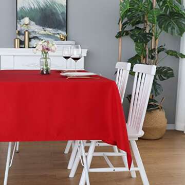 FOLINS&HOME Red Square Tablecloth 54 x 54 Wrinkle Free Waterproof Polyester Table Cloths, Spillproof...