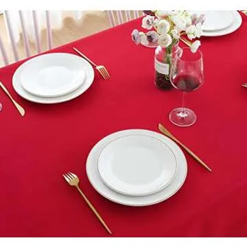 FOLINS&HOME Red Square Tablecloth 54 x 54 Wrinkle Free Waterproof Polyester Table Cloths, Spillproof Heavy Duty and Washable Table Cover for Party, Banquet, Indoor and Outdoor-Rectangle/Oblong
