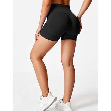 YEOREO Professional Women Workout Shorts 3.6" Scrunch Shorts Seamless High Waisted Contour Gym Yoga Biker Shorts Black