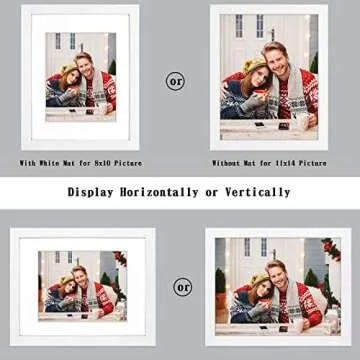 Golden State Art, 11x14 Wooden Picture Frame - Mat for 8x10 Photos - Real Glass - Horizontal and Ver...