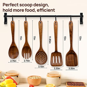 TANAAB Kitchen Wooden Utensils Set, 5 Piece Acacia Wood Set