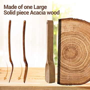 TANAAB Kitchen Wooden Utensils Set, 5 Piece Acacia Wood Set
