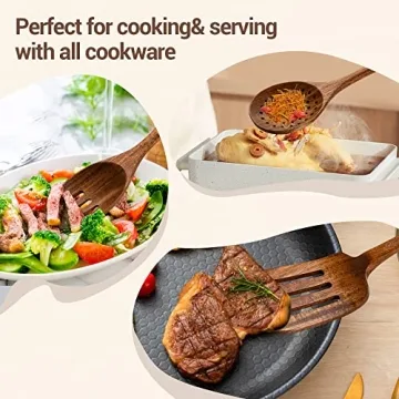 TANAAB Kitchen Wooden Utensils Set, 5 Piece Acacia Wood Set