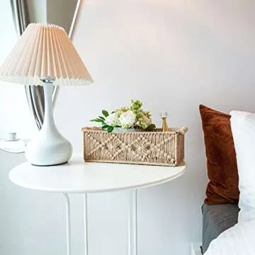 Mkono Macrame Storage Baskets Boho Decor Box Handmade Woven Decorative Countertop Toilet Tank Shelf Cabinet Organizer for Bedroom Livingroom Home, Set of 2, Brown