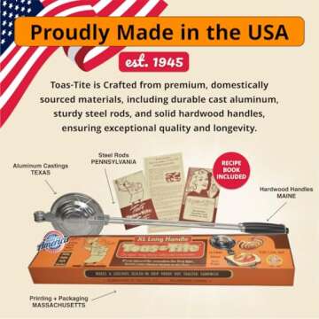 Toas-Tite Long Handled Sandwich Grill, Pie Iron, Panini & Sandwich Press for Toasted & Sealed Hot Pocket Sandwiches, Pies - Best for Stovetop, Grill, Fire pits