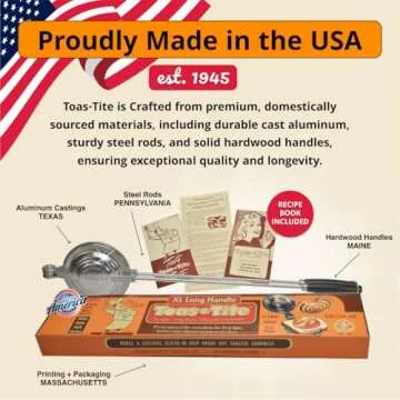 Toas-Tite Long Handled Sandwich Grill, Pie Iron, Panini & Sandwich Press for Toasted & Sealed Hot Pocket Sandwiches, Pies - Best for Stovetop, Grill, Fire pits