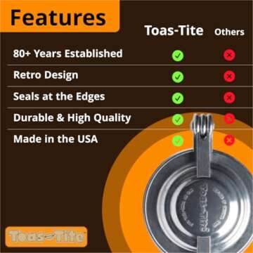 Toas-Tite Long Handled Sandwich Grill, Pie Iron, Panini & Sandwich Press for Toasted & Sealed Hot Pocket Sandwiches, Pies - Best for Stovetop, Grill, Fire pits