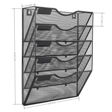 EasyPAG Wall Mounted File Organizer 5 Pocket Durable Design