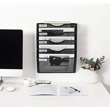 EasyPAG Wall Mounted File Organizer 5 Pocket Durable Design