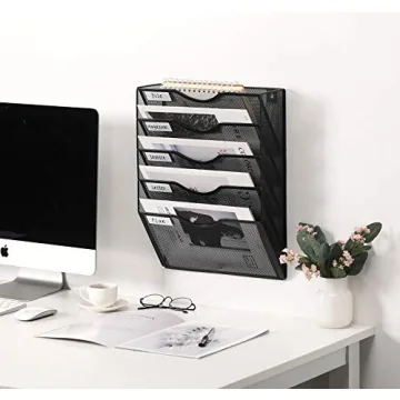 EasyPAG Wall Mounted File Organizer 5 Pocket Durable Design