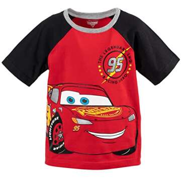 Disney Pixar Cars Lightning McQueen Toddler Boys T-Shirt French Terry Shorts Red/Grey 4T
