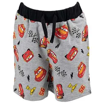 Disney Pixar Cars Lightning McQueen Toddler Boys T-Shirt French Terry Shorts Red/Grey 4T