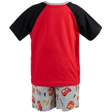 Disney Pixar Cars Lightning McQueen Toddler Boys T-Shirt French Terry Shorts Red/Grey 4T
