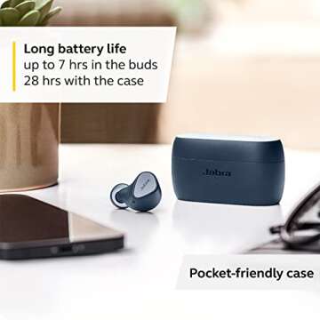Jabra Elite 3 in Ear Wireless Bluetooth Earbuds – Noise Isolating True Wireless Buds with 4 Built-in Microphones for Clear Calls, Rich Bass, Customizable Sound, and Mono Mode - Navy