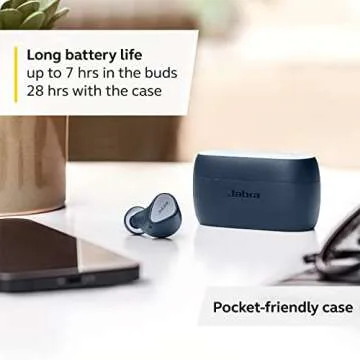 Jabra Elite 3 in Ear Wireless Bluetooth Earbuds – Noise Isolating True Wireless Buds with 4 Built-in Microphones for Clear Calls, Rich Bass, Customizable Sound, and Mono Mode - Navy