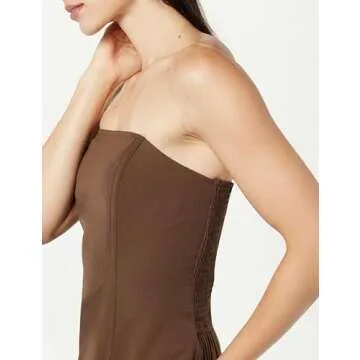 The Drop Women's Alejandra Strapless Corset Top, Coffee Bean, XS