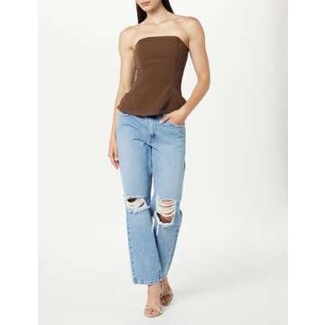 The Drop Women's Alejandra Strapless Corset Top, Coffee Bean, XS