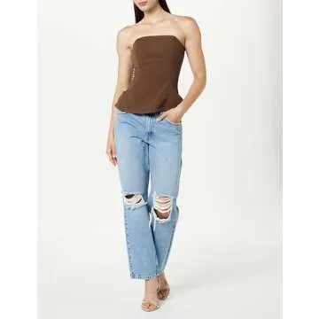 The Drop Women's Alejandra Strapless Corset Top, Coffee Bean, XS