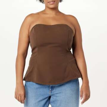 The Drop Women's Alejandra Strapless Corset Top, Coffee Bean, XS