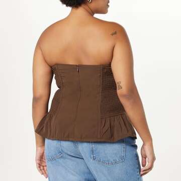 The Drop Women's Alejandra Strapless Corset Top, Coffee Bean, XS