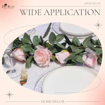 Der Rose 13Ft Pink Rose Garland - Elegant Floral Decor