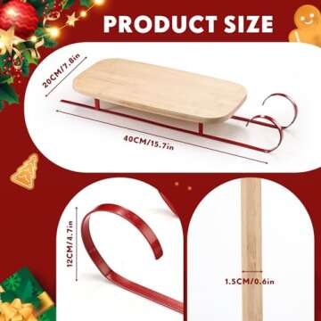 Sliner 16 Inch Christmas Charcuterie Board Xmas Sleigh Serving Platter Wooden Cutting Board Appetize...