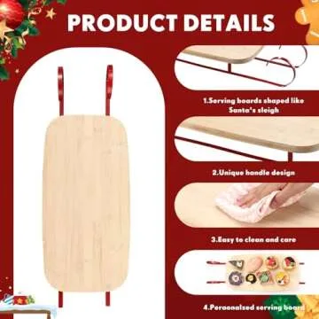 Sliner 16 Inch Christmas Charcuterie Board Xmas Sleigh Serving Platter Wooden Cutting Board Appetizer Serving Tray Metal Sleigh Charcuterie Serving Board for Bread Salad Cheese Kitchen Decorative
