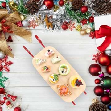 Sliner 16 Inch Christmas Charcuterie Board Xmas Sleigh Serving Platter Wooden Cutting Board Appetizer Serving Tray Metal Sleigh Charcuterie Serving Board for Bread Salad Cheese Kitchen Decorative