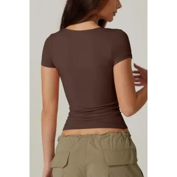 Flattering QINSEN Twist Front V Neck Top for Women