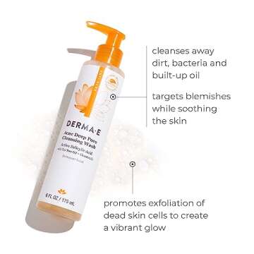 Derma E Acne Deep Pore Cleansing Wash – Blemish Control Facial Cleanser with Salicylic Acid - Gent...