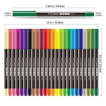 Dual Brush Pens Fine Markers - Fine Tip Drawing Markers for Coloring Books, Brush Pens for Sketching Markers, 24 Bright Colors