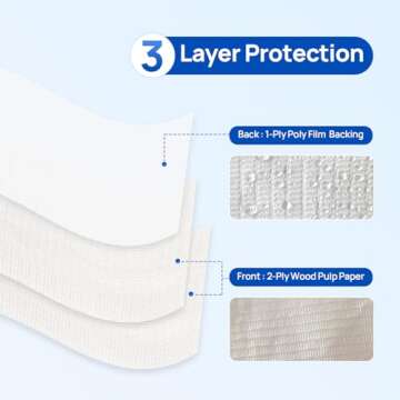 JMU 125 Pack Dental Bibs Disposable, White Dental Bibs 3-Ply Dentist Bibs 13" x 18'' Medical Tray Co...