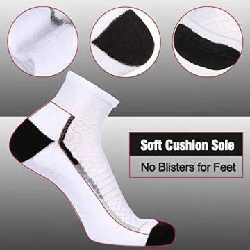 FLYRUN Men's Athletic Moisture Wicking Socks - 6 Pack