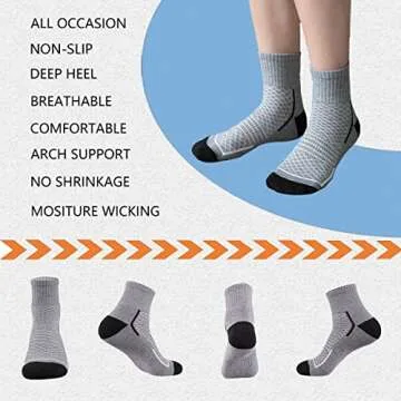 FLYRUN Men's Athletic Moisture Wicking Socks - 6 Pack
