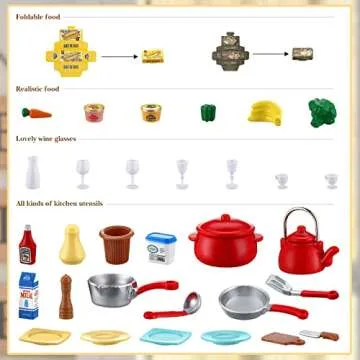 43 Pcs Dollhouse Kitchen Play Set for Imaginative Kids