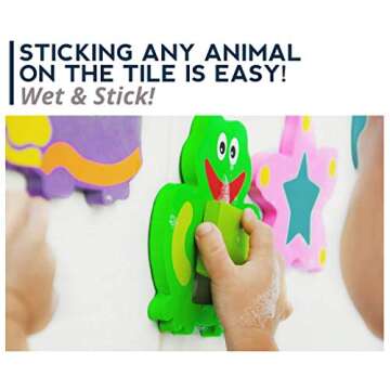Foam Bath Toys - 100% Non-Toxic Floating Puzzles Animals - Early Learning Bathtub Toy - Fun Educational Geometric Shapes for Toddlers Kids Boys Girls - Free Bath Toy Organizer & Fishing Rod