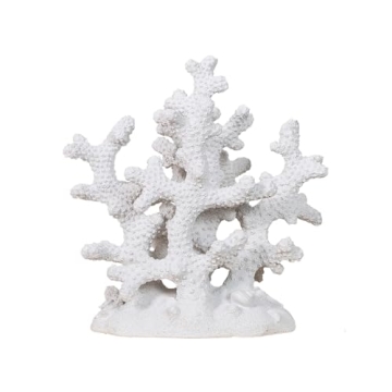 Elegondrar 7.1" H White Coral Decor, Coral Reef Decor, Resin Coral Statue, Nautical Decorations for ...