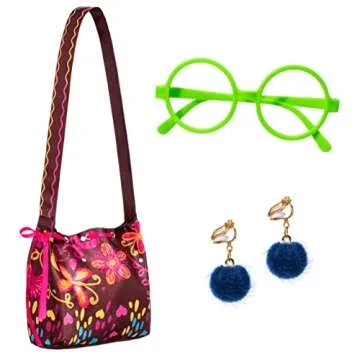Kaisebile Princess Dress for Girls Birthday Halloween Dress Up with Bag Glasses Earrings 5-6 Years