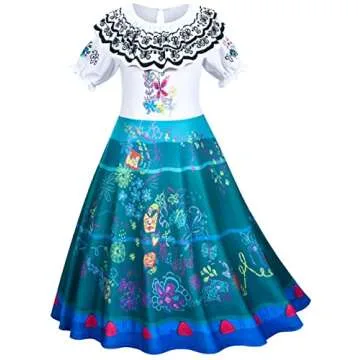 Kaisebile Princess Dress for Girls Birthday Halloween Dress Up with Bag Glasses Earrings 5-6 Years