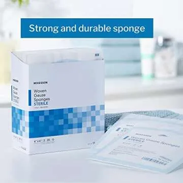 McKesson Woven 12-Ply Cotton Gauze Sponges, 4" x 4", 2 per Pack | 25 Packs Total